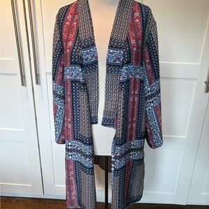Tahari Red and Blue Floral Kimono